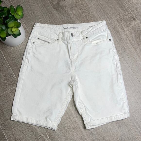 Calvin Klein Pants - CALVIN KLEIN JEANS Women's City Short White Bermuda Length Shorts